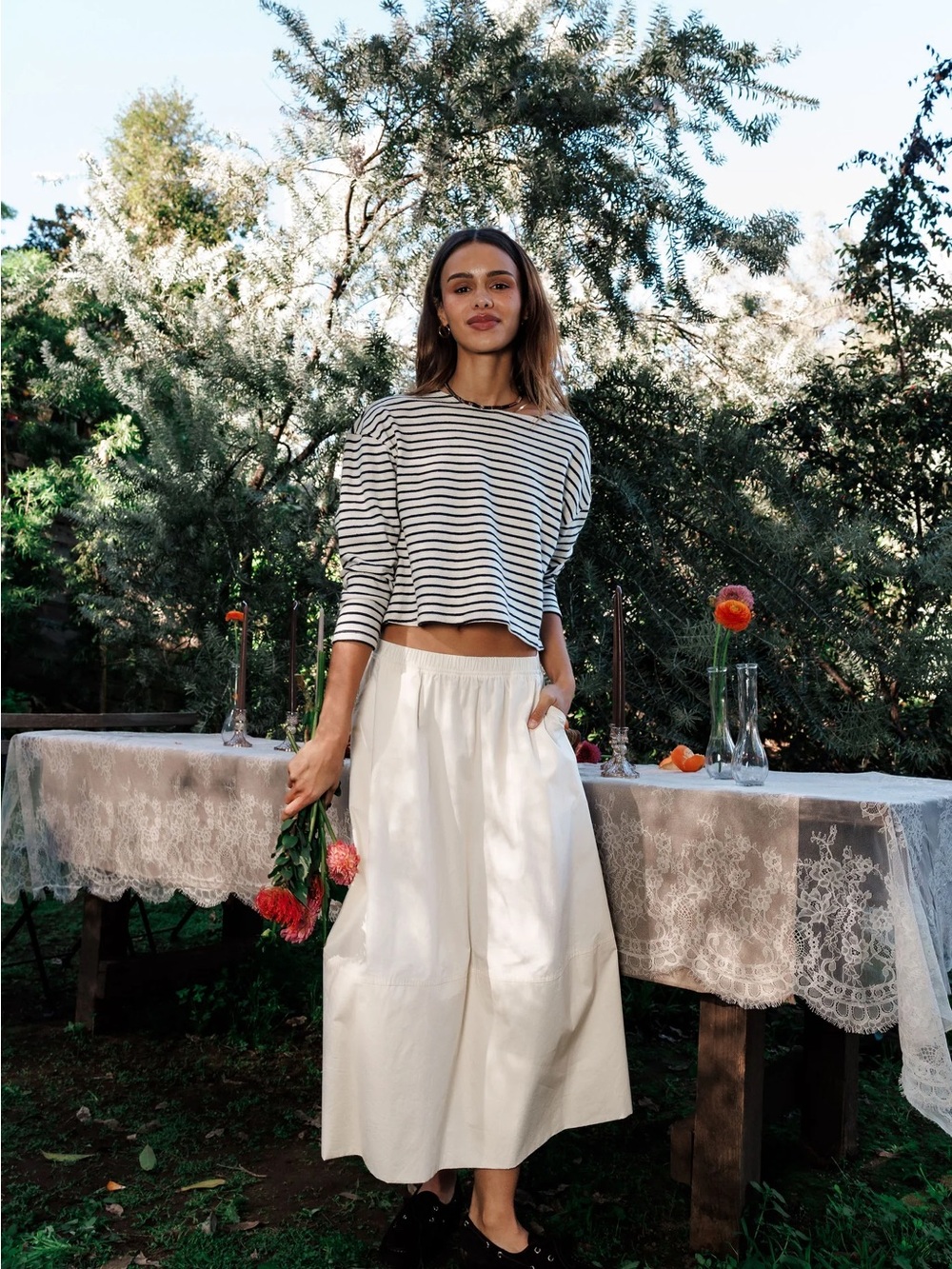 perfectwhitetee Taylor Black & White Striped Long Sleeve Top